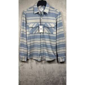 Sperry Premium Apparel NEW Flannel Shirt Mens S Blue Button Up Striped Stretch